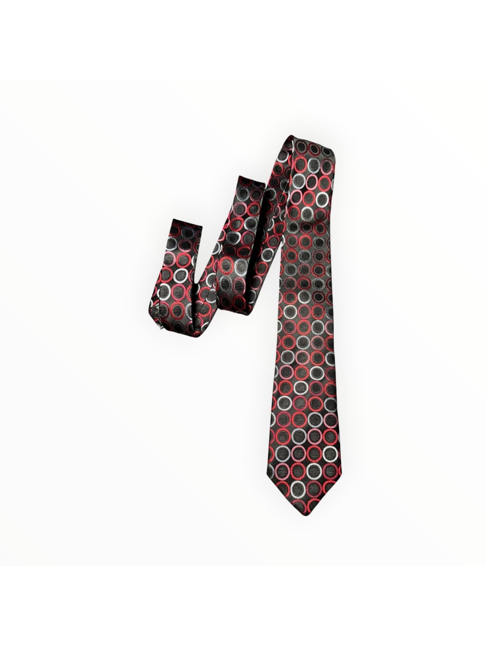 Sean John 100% Silk Tie Red Orbs Circular Vintage 90s Formal Wear GC
